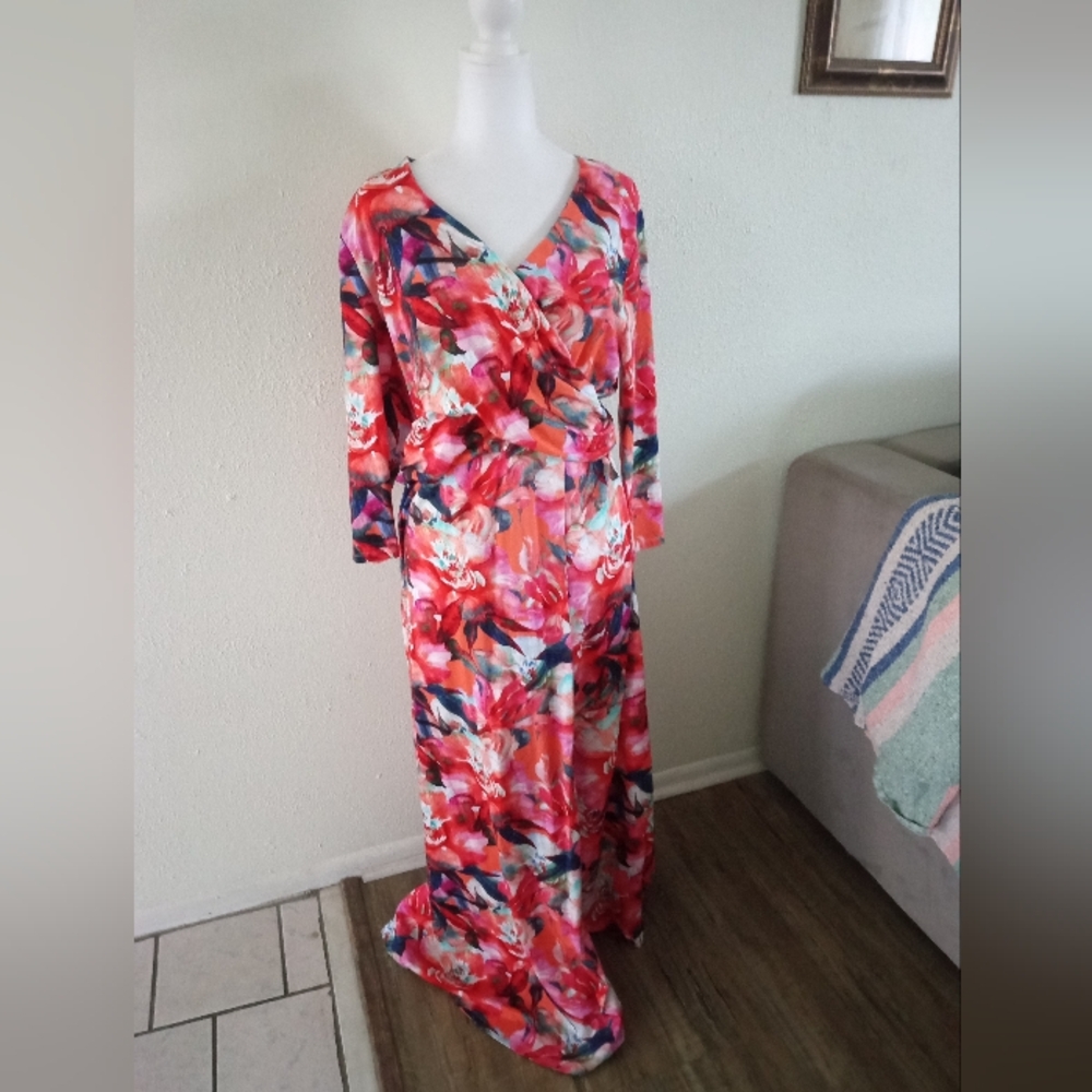 Soft Surroundings Le Jardin Faux Wrap Maxi Dress | L - Picture 2 of 8